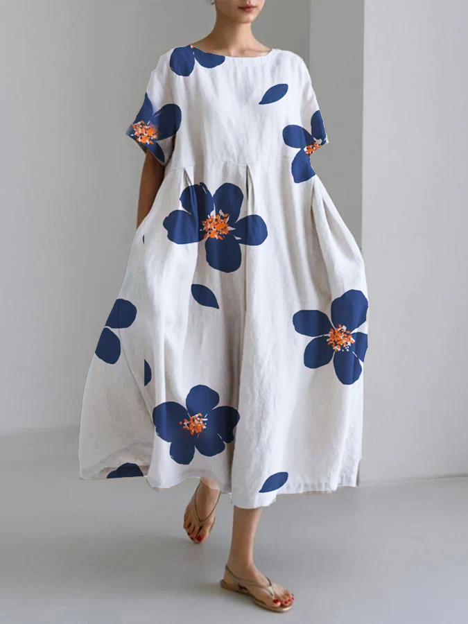Norie - Spring Floral Round Neck Dress