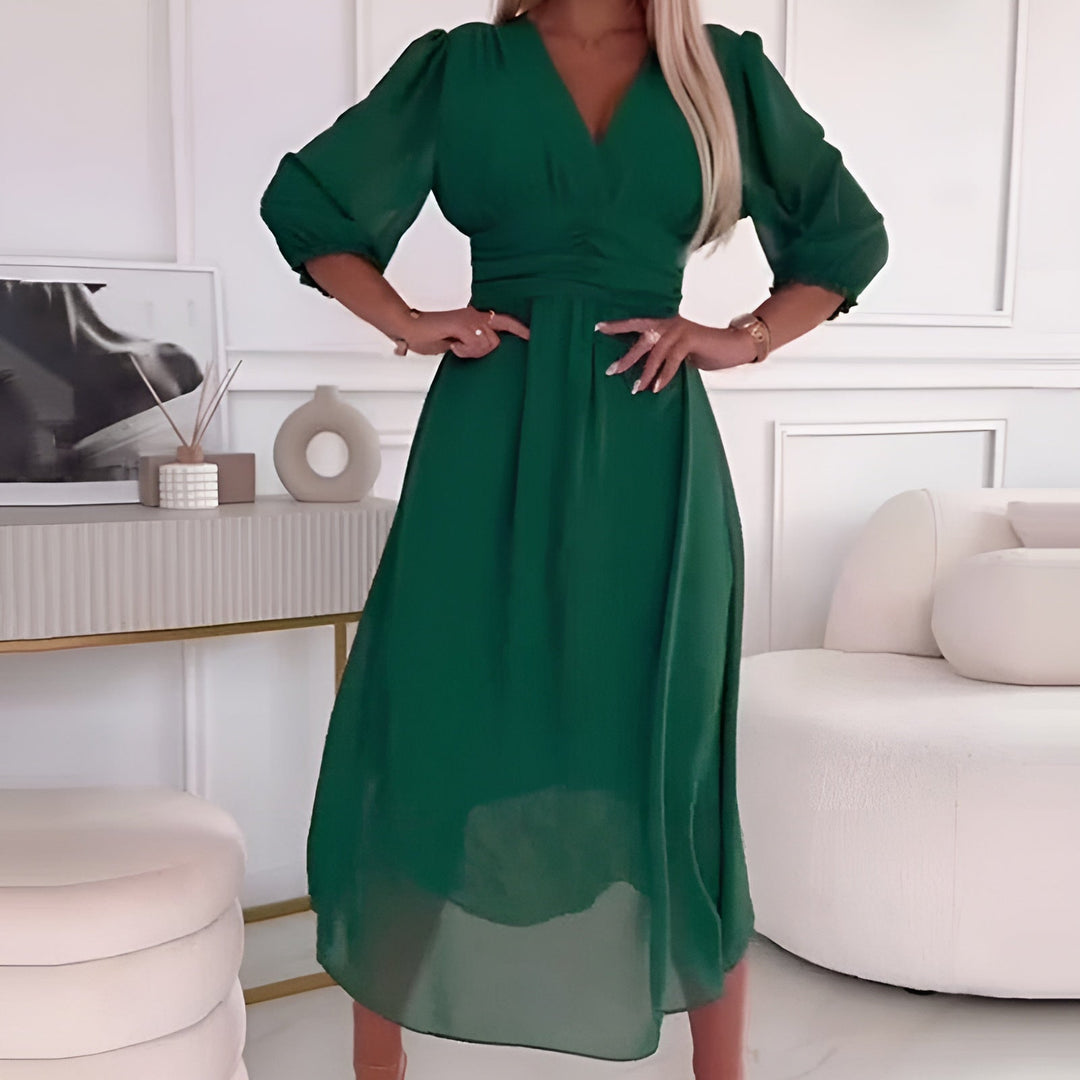 Amara - Elegant Flowy V-Neck Dress